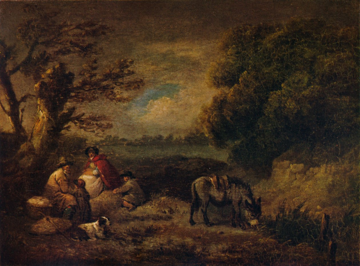 Cyganie odpoczywający z Osłem, 1795 autorstwa George Morland