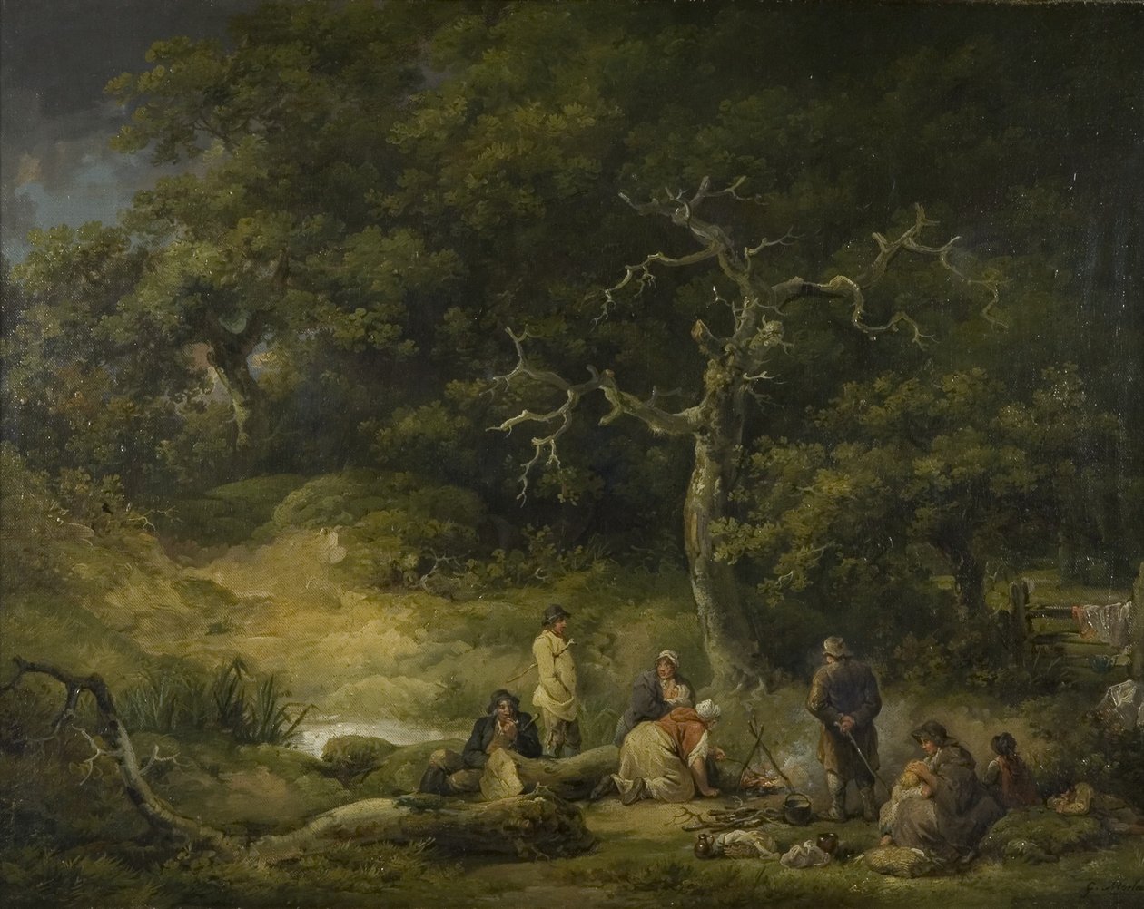 Cyganie w krajobrazie, ok. 1790 (olej na płótnie) autorstwa George Morland