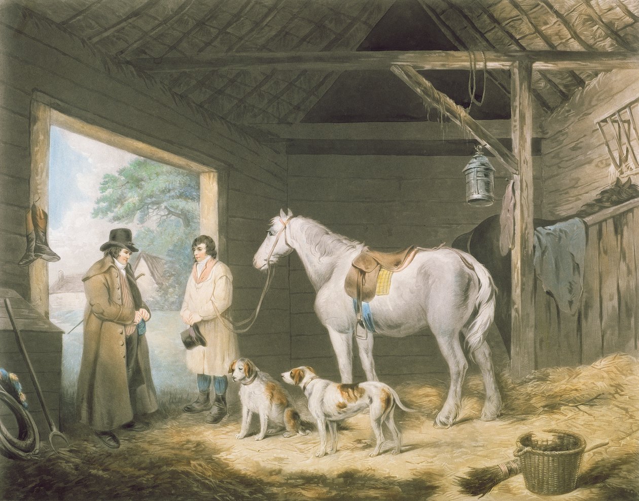 Płacenie Hostlerowi, ryciny Samuela Williama Reynoldsa (1773-1835), wyd. H. Macklin, 1805 (grawerunek mezzotinta) autorstwa George Morland