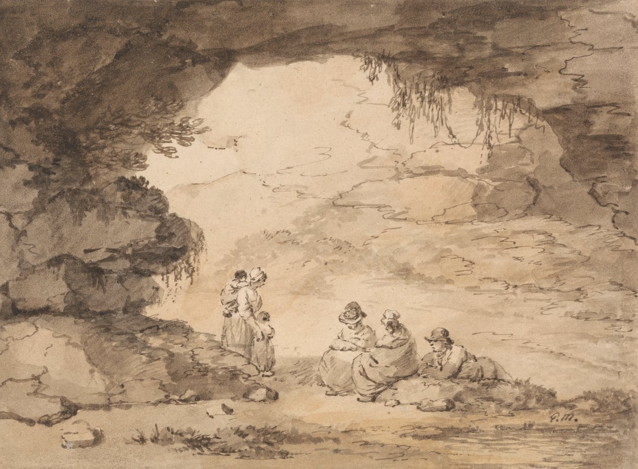 Chłopi w grocie autorstwa George Morland