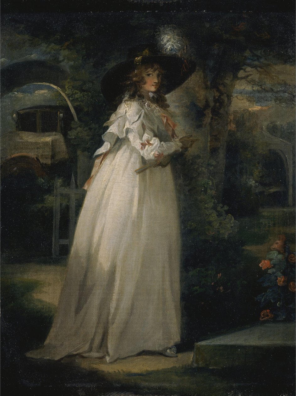 Portret dziewczyny w ogrodzie autorstwa George Morland