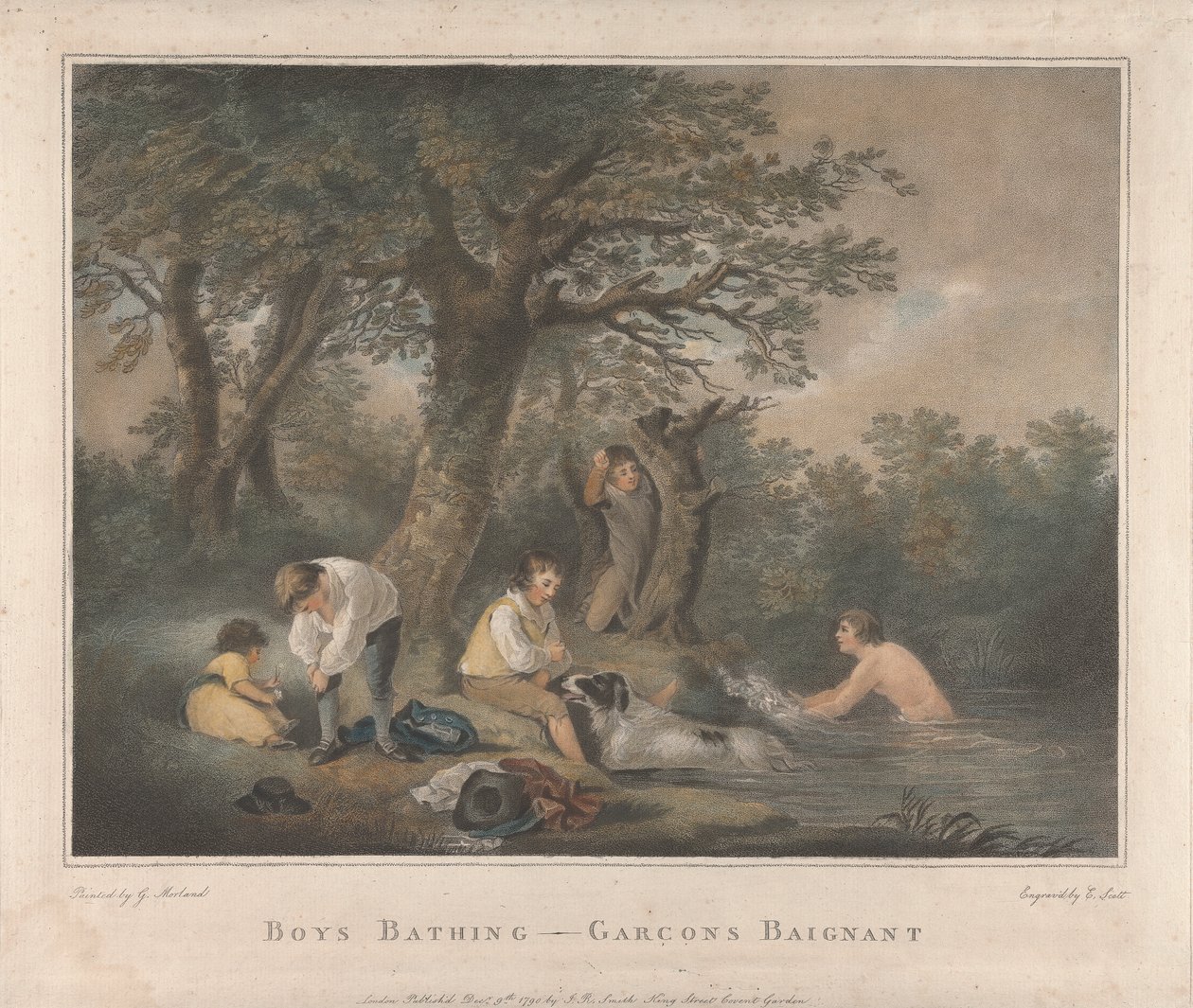 Zestaw czterech: kąpiel chłopców autorstwa George Morland