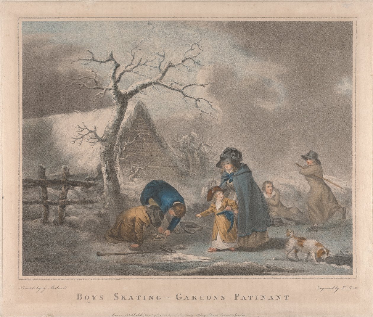 Zestaw czterech: chłopcy na łyżwach autorstwa George Morland