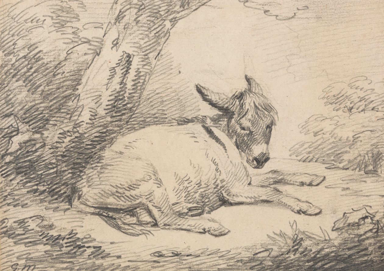 Studium osła pod drzewem autorstwa George Morland