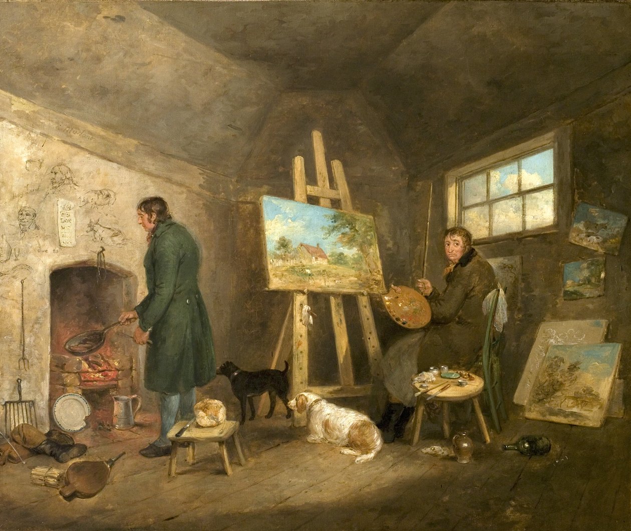 Artysta w swojej pracowni i jego człowiek Gibbs, 1802 autorstwa George Morland