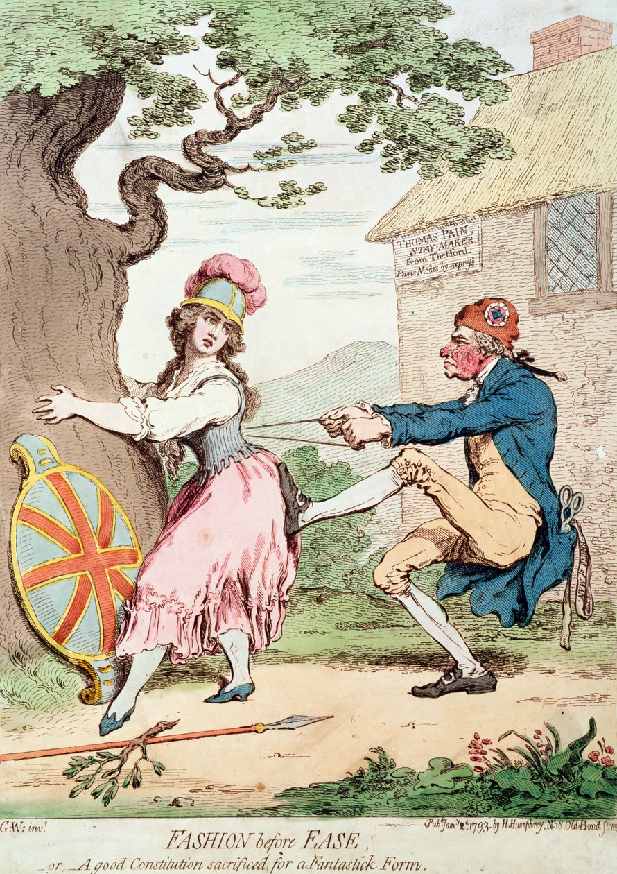 „Moda przed swobodą, czyli dobra konstytucja poświęcona dla fantastycznej formy”, wyd. Hannah Humphrey, 1793 (patrz także 89937) autorstwa George Moutard Woodward