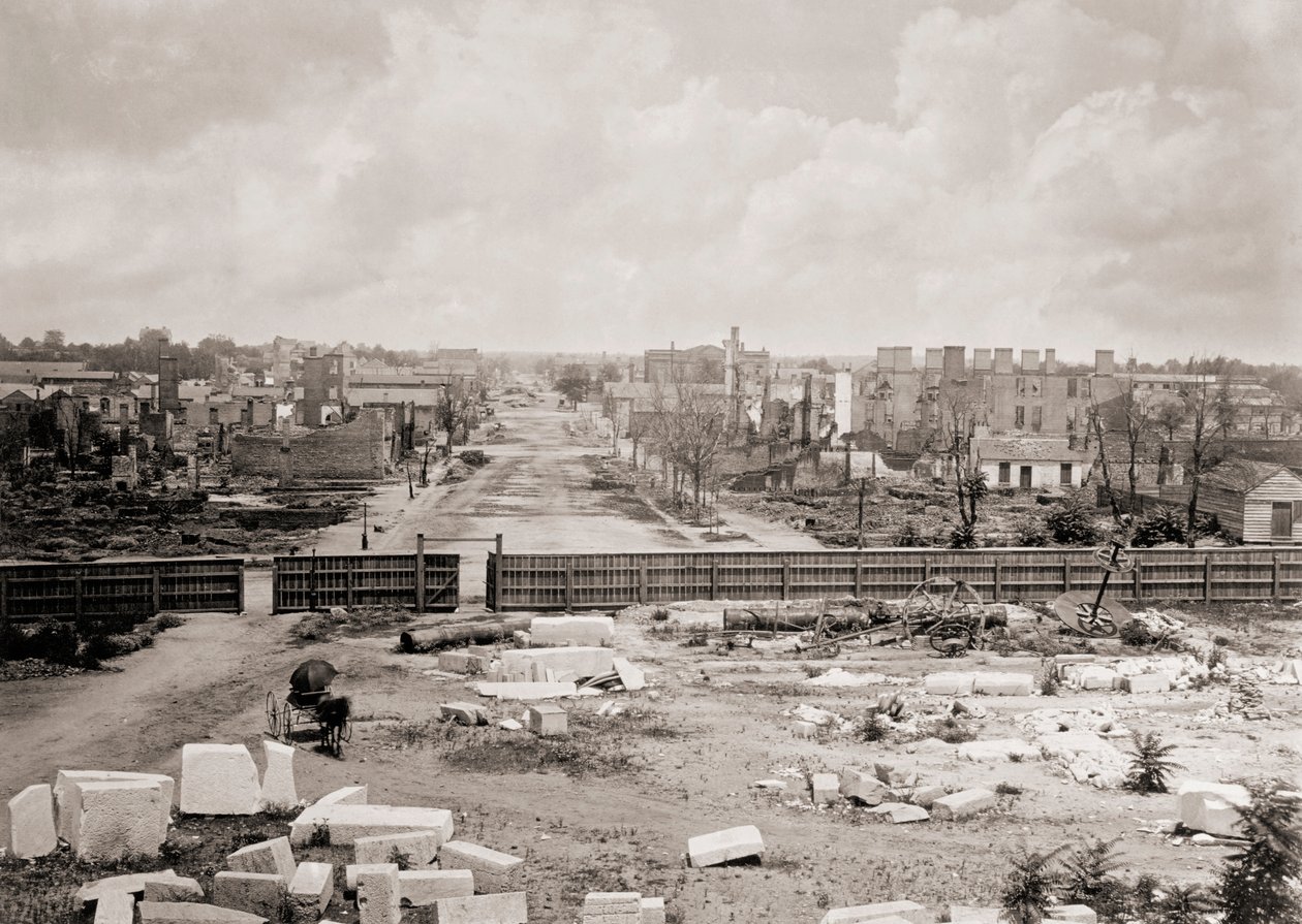 Kolumbia, Karolina Południowa, USA po pożarze w 1865 r. (zdjęcie czarno-białe) autorstwa George N. Barnard