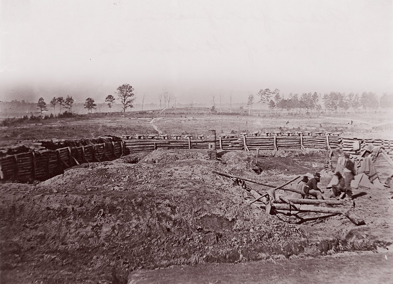 Fortyfikacje rebeliantów przed Atlantą, ca. 1864. autorstwa George N. Barnard