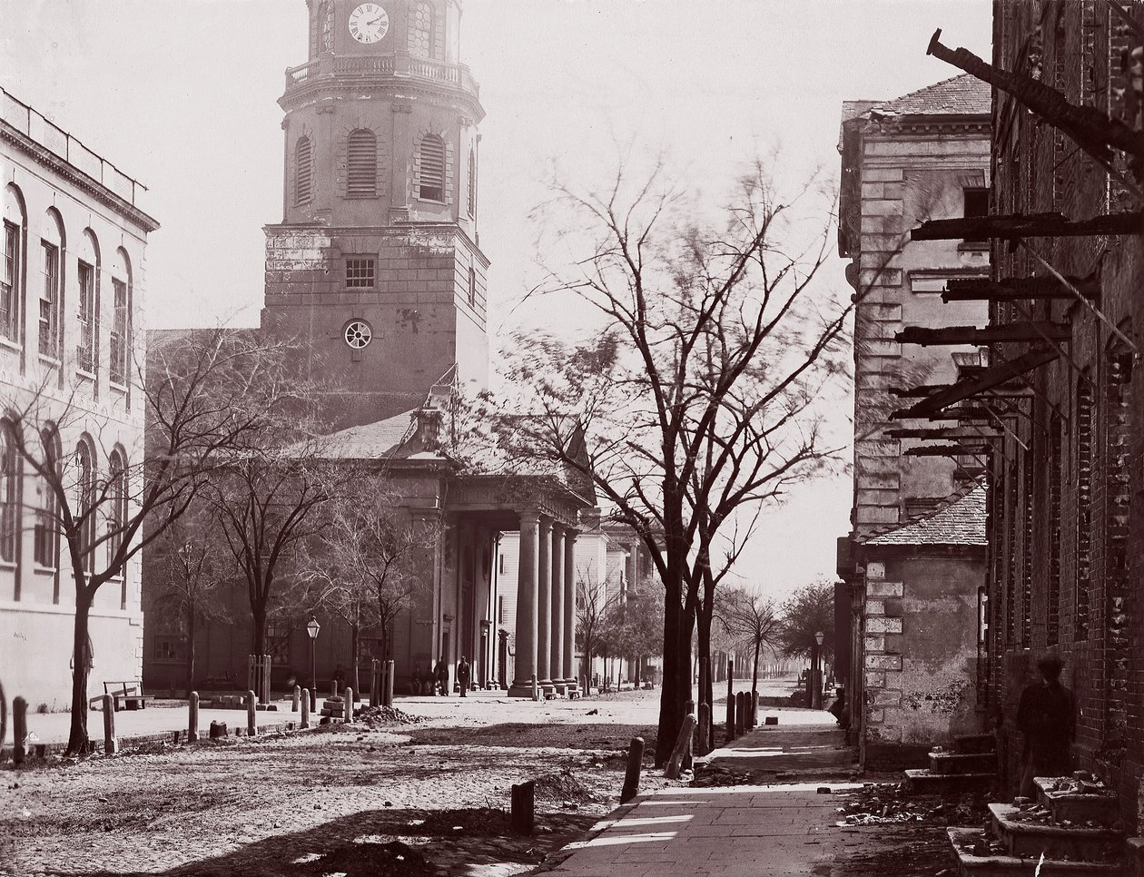 Kościół św. Michała, Charleston, SC, ca. 1864. autorstwa George N. Barnard