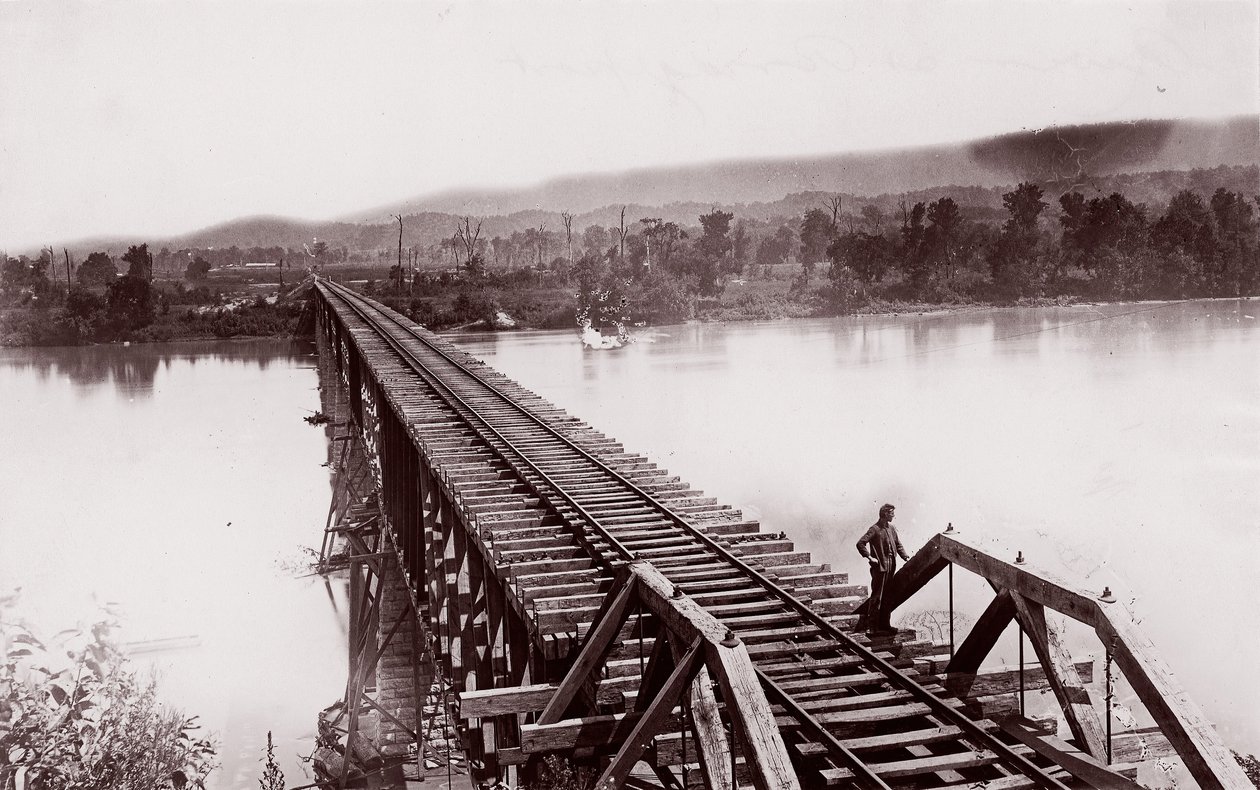 Rzeka Tennessee w Bridgeport, ca. 1864. autorstwa George N. Barnard