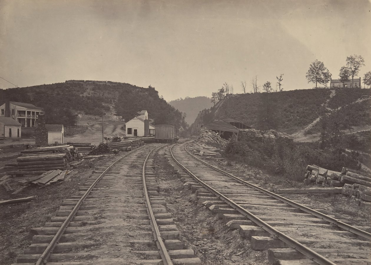 Przełęcz Allatoona patrząc na północ, Georgia, lata 60. XIX wieku. autorstwa George N. Barnard
