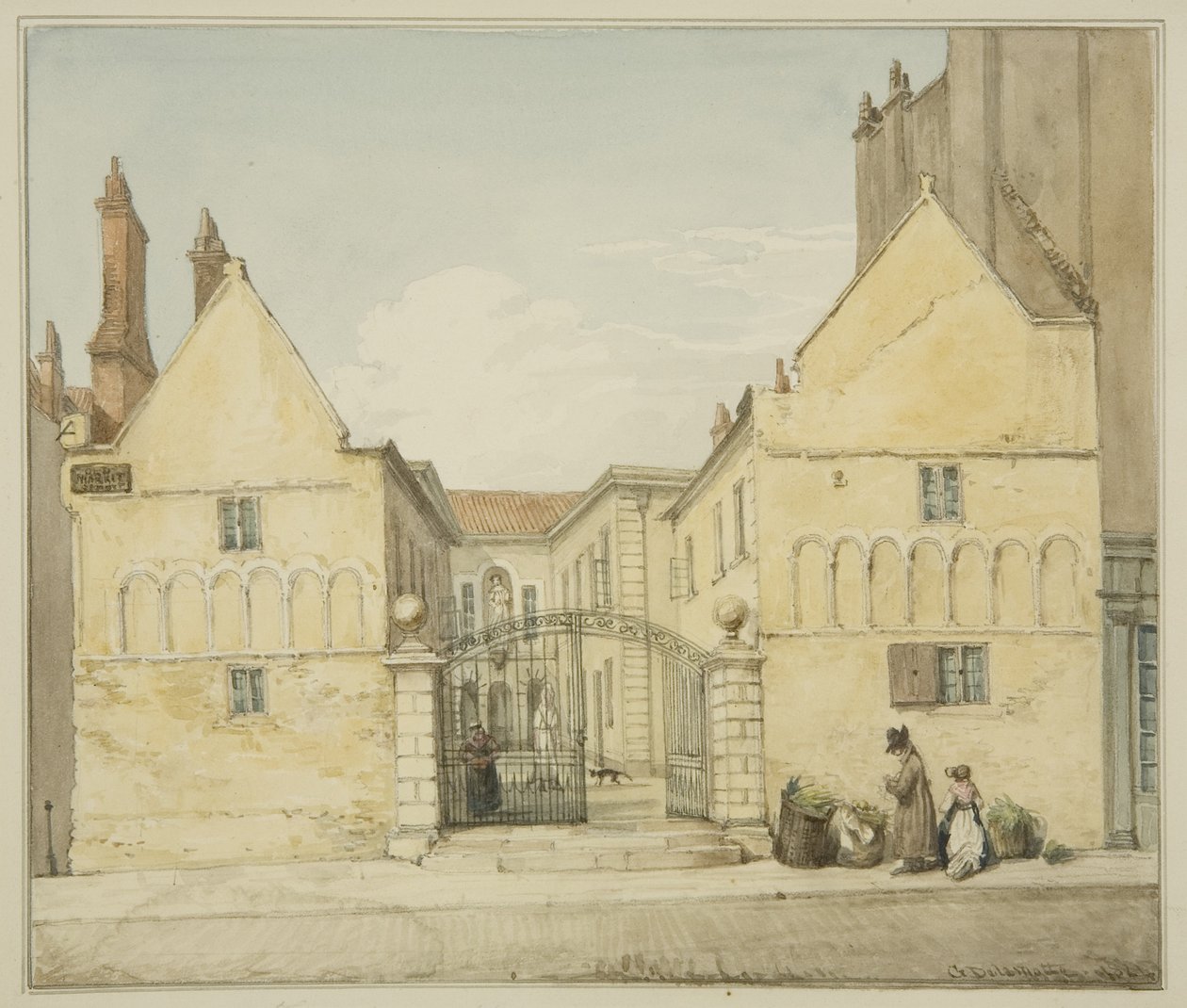Barnstaple Almshouses, Trinity Hospital, Old Market (ołówek i akwarela na papierze) autorstwa George Orleans Delamotte