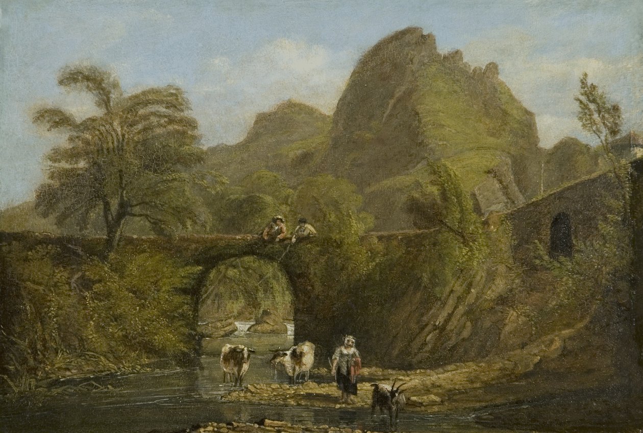 Dynas Rock and Bridge autorstwa George Orleans Delamotte