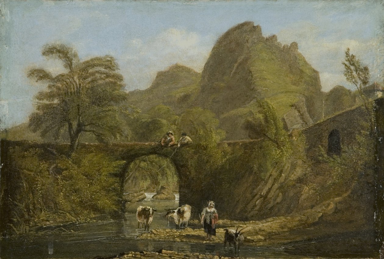 Dynas Rock and Bridge autorstwa George Orleans Delamotte