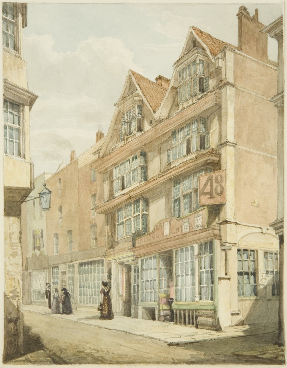 South Side, Wine Street (ołówek i akwarela na papierze) autorstwa George Orleans Delamotte