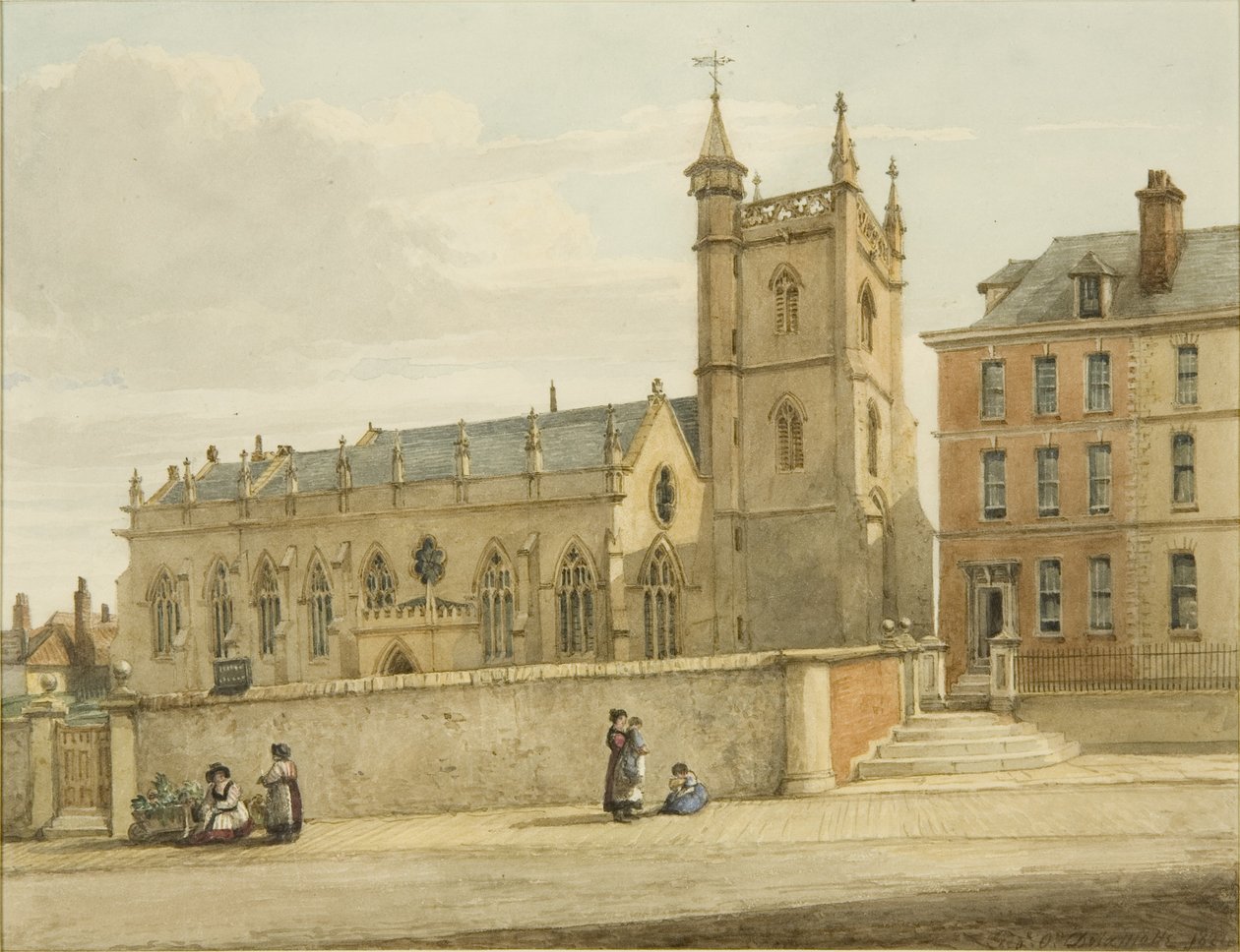 Kościół św. Augustyna (ołówek i akwarela na papierze) autorstwa George Orleans Delamotte