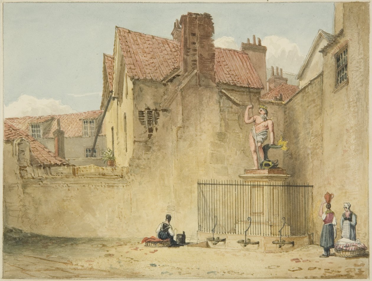 „Neptun”, Church Lane, przy Temple Street (ołówek i akwarela na papierze) autorstwa George Orleans Delamotte