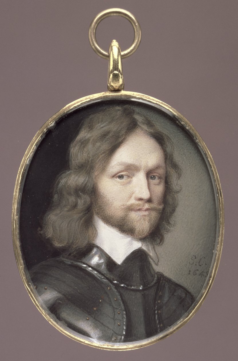 Generał Henry Ireton (1611-51) Generał Parlamentu i Lord Deputowany Irlandii (wc na welinie na karcie) autorstwa George Perfect Harding