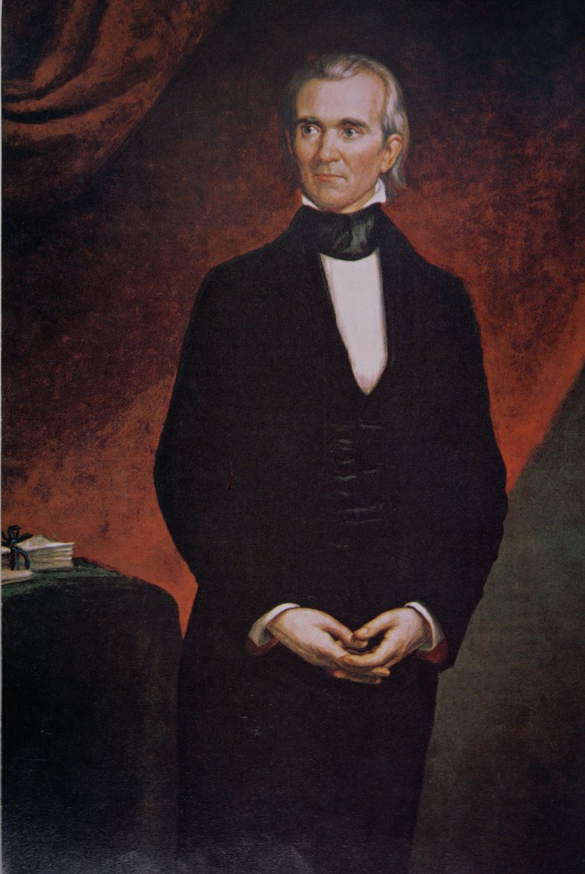 James Knox Polk (1795-1849) (kolor lito) autorstwa George Peter Alexander (after) Healy