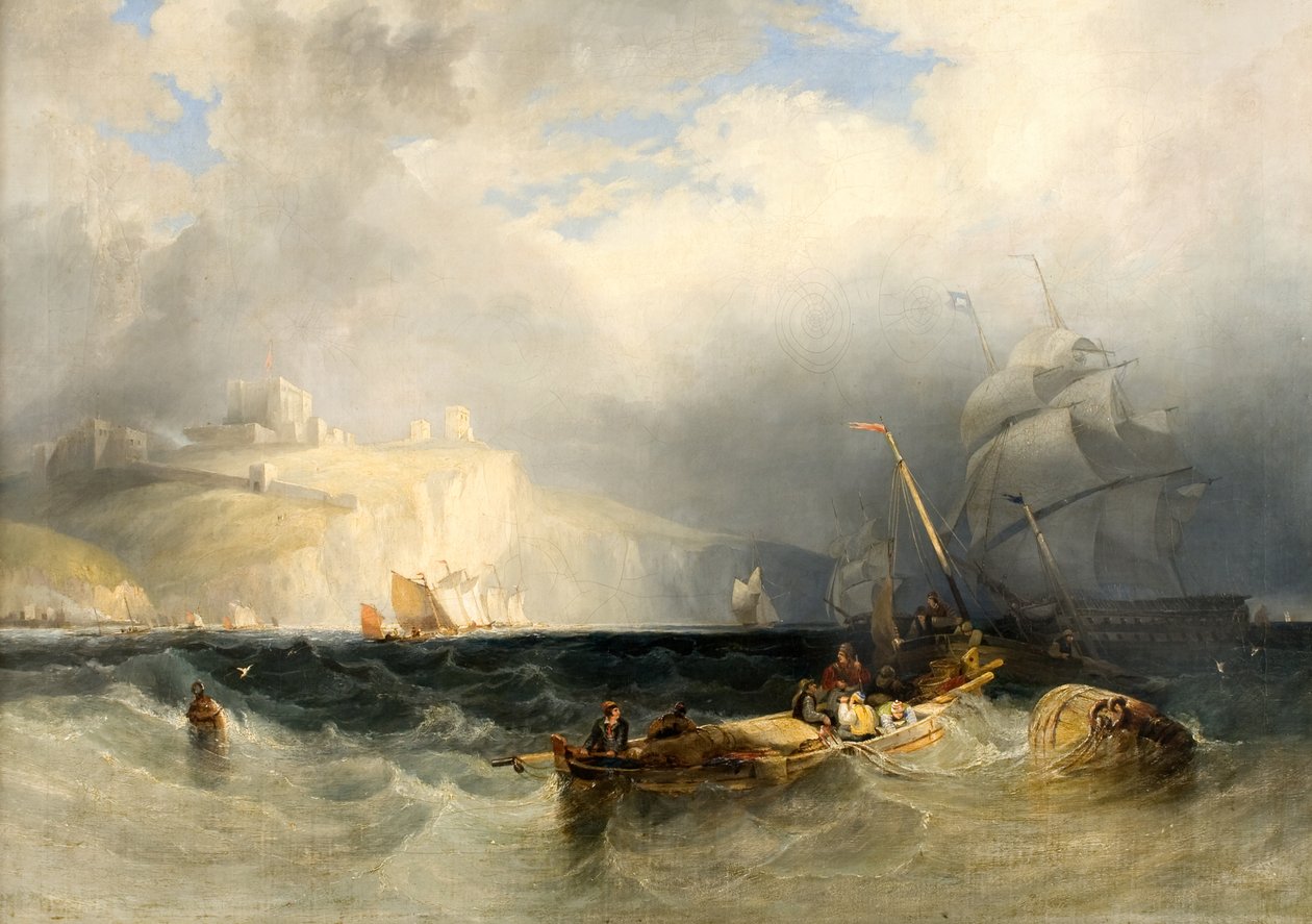 Francuskie łodzie rybackie podczas wichury w Dover autorstwa George Philip Reinagle