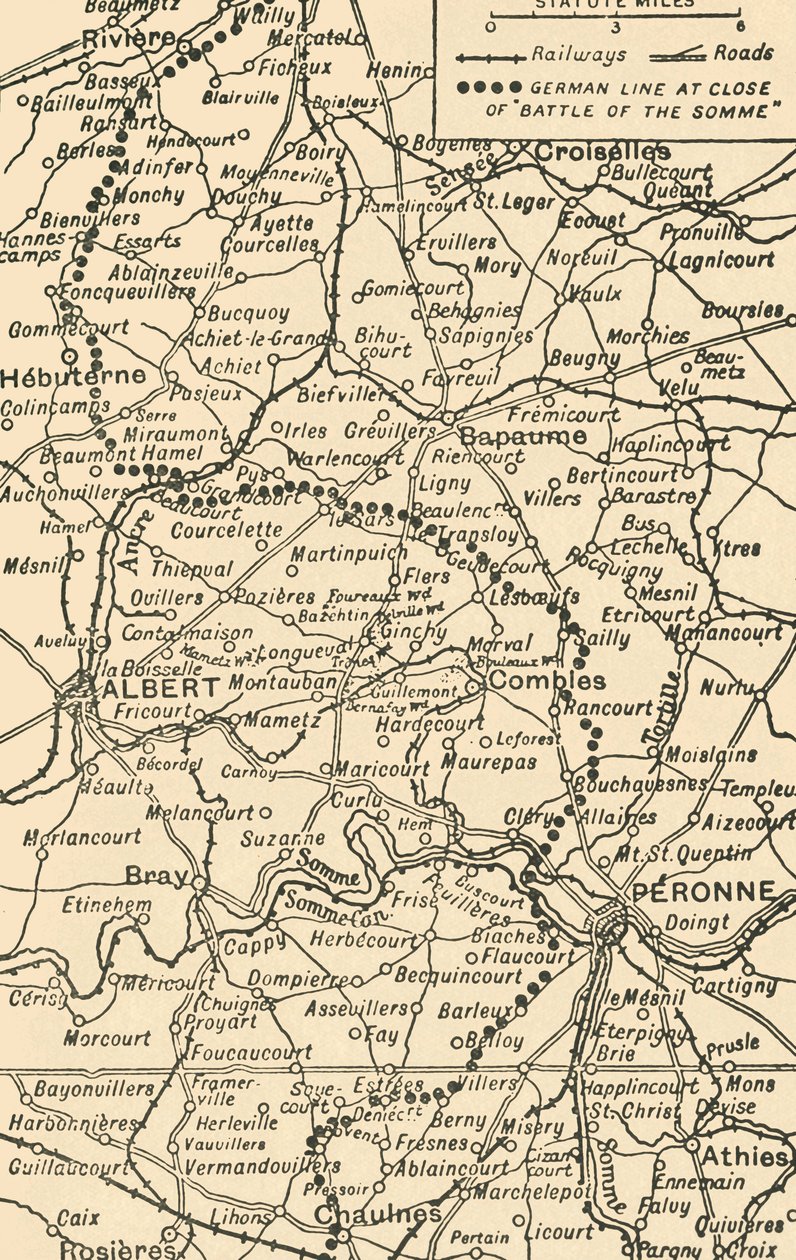 Mapa ilustrująca bitwę nad Sommą, 1919. autorstwa George Philip and Son Ltd