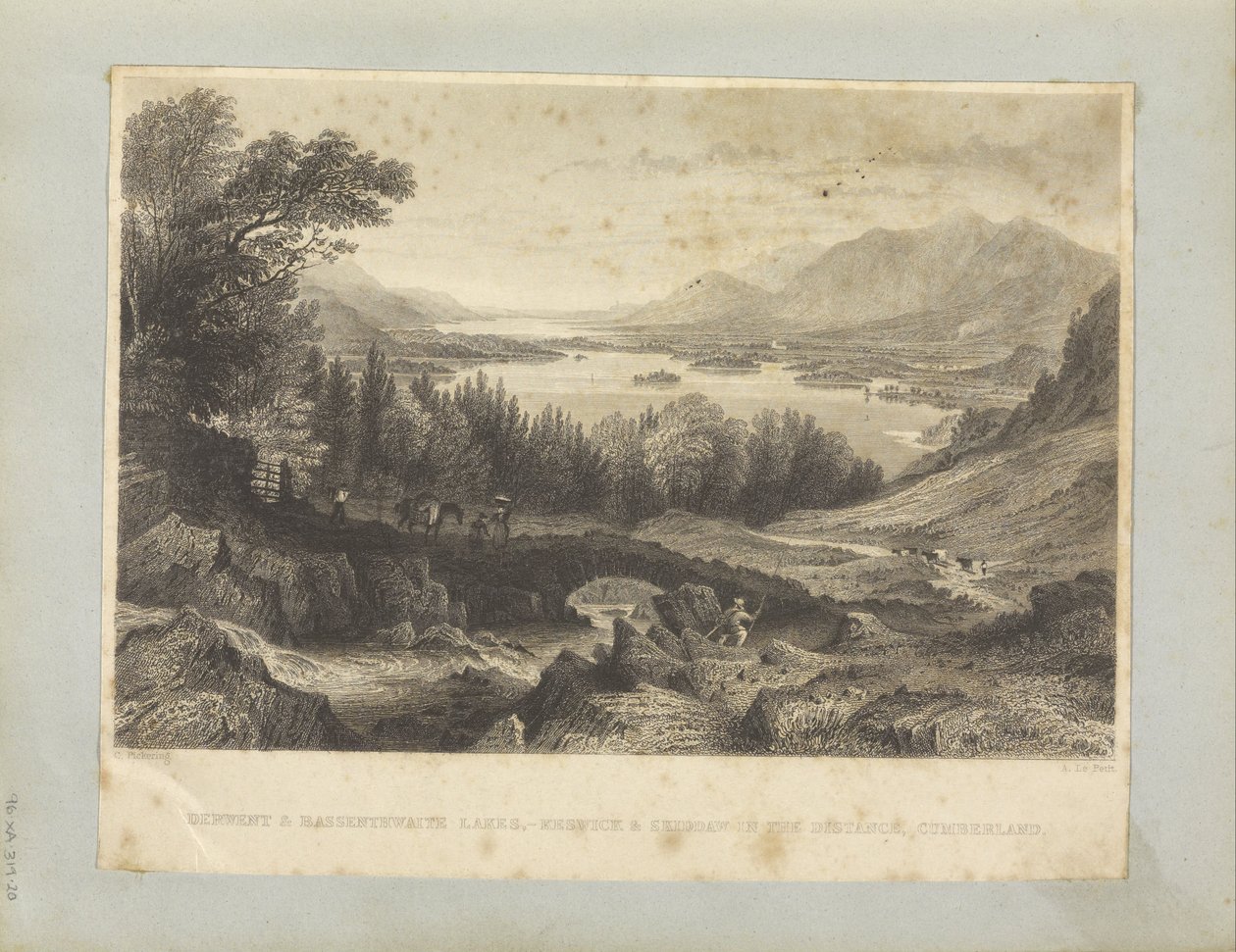 Derwent i Bassenthwaite Lakes, - Keswick i Skiddaw w oddali, Cumberland. autorstwa George Pickering