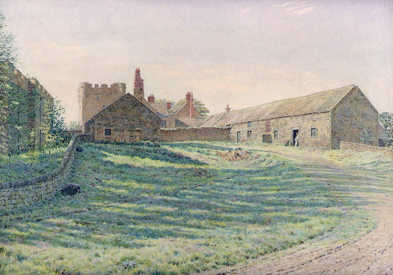 Zamek Halton, Northumberland, aspekt wschodni, XIX w. (akwarela) autorstwa George Price Boyce