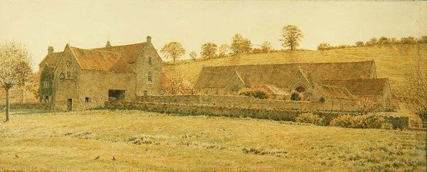 Stara stodoła i dom na farmie w pobliżu Bradford-on-Avon autorstwa George Price Boyce