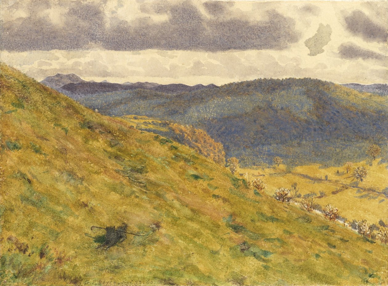Dolina Temu, słoneczny listopadowy poranek, 1960 (wc na papierze) autorstwa George Price Boyce