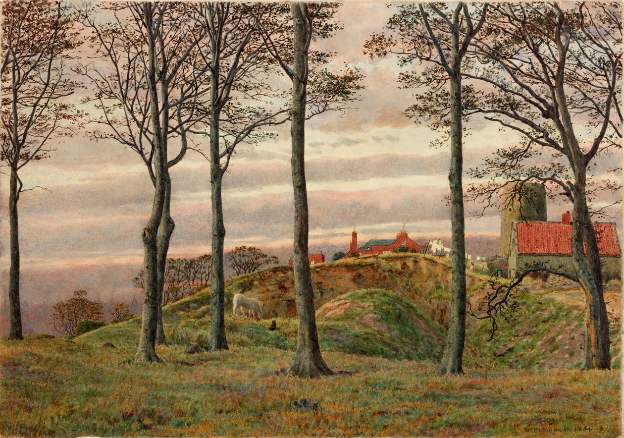 Windmills Hill, Gateshead, 1864 (ołówek i wc na papierze) autorstwa George Price Boyce