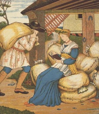 Księżniczka czytająca z Rumpelstiltskin (kolor lito) autorstwa George R. Halkett