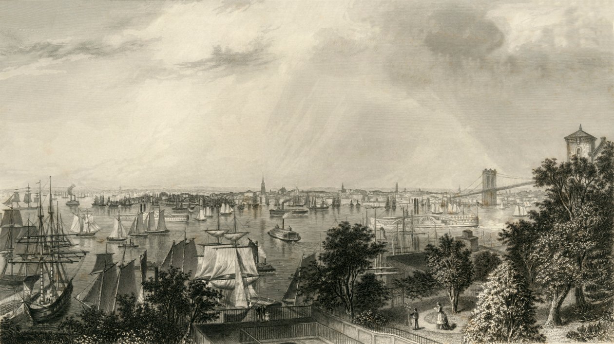 „Miasto Nowy Jork z Brooklyn Heights”, 1874. autorstwa George R. Hall