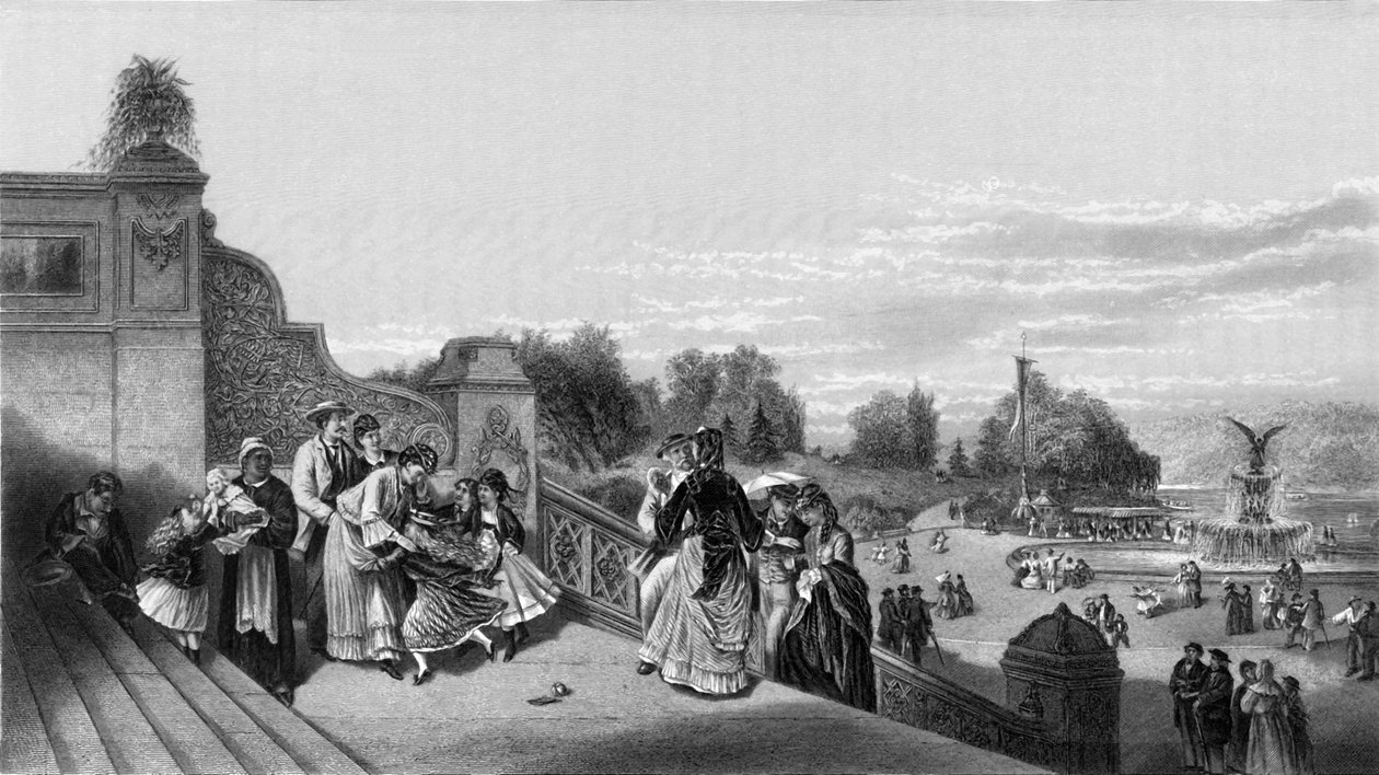 „Taras, Central Park, Nowy Jork”, 1874. autorstwa George R. Hall