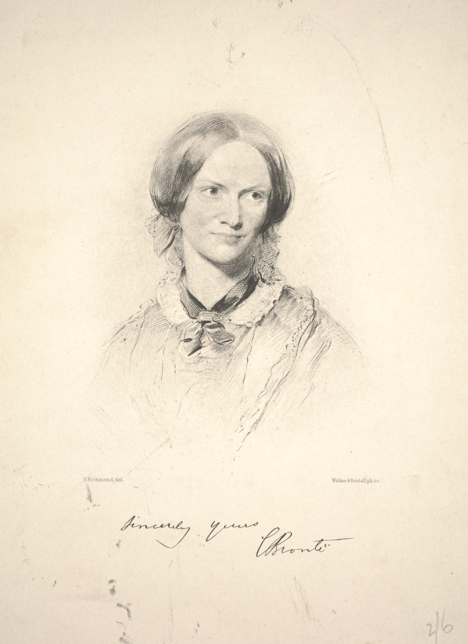 Charlotte Brontë, grawerowane przez Walkera i Boutall autorstwa George Richmond