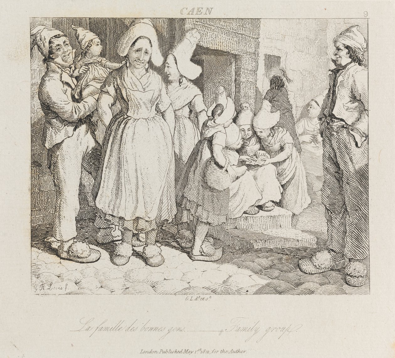 Grupa rodzinna, Caen, ok.1821 (akwaforta) autorstwa George Robert Lewis