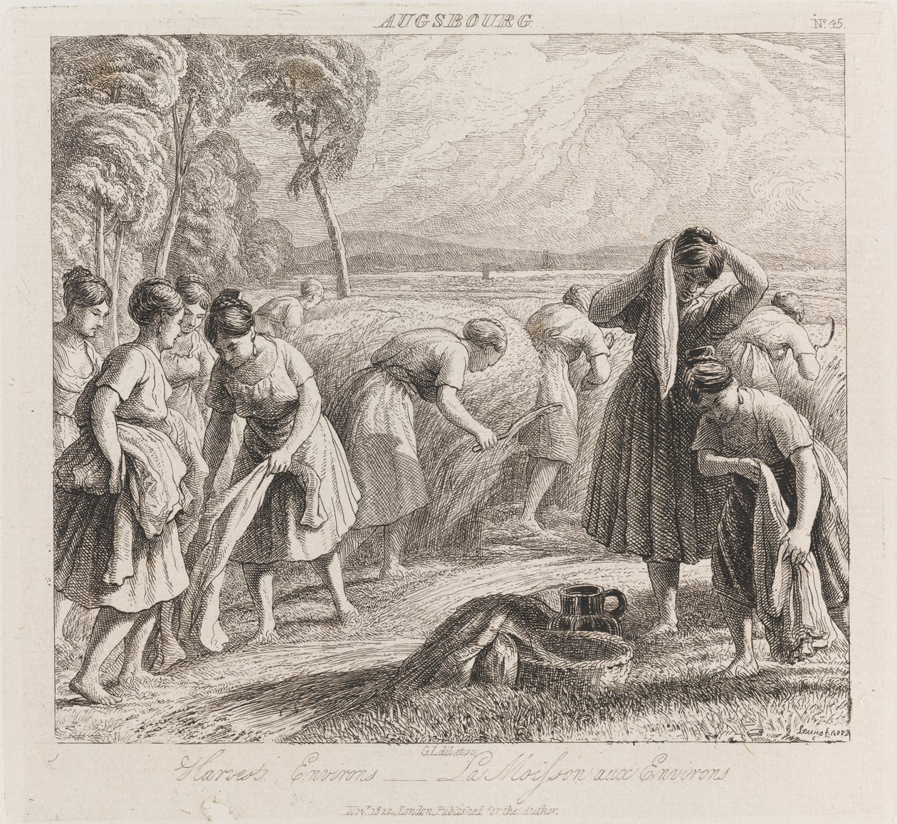 Harvest, Augsbourg, c.1821 (akwaforta) autorstwa George Robert Lewis