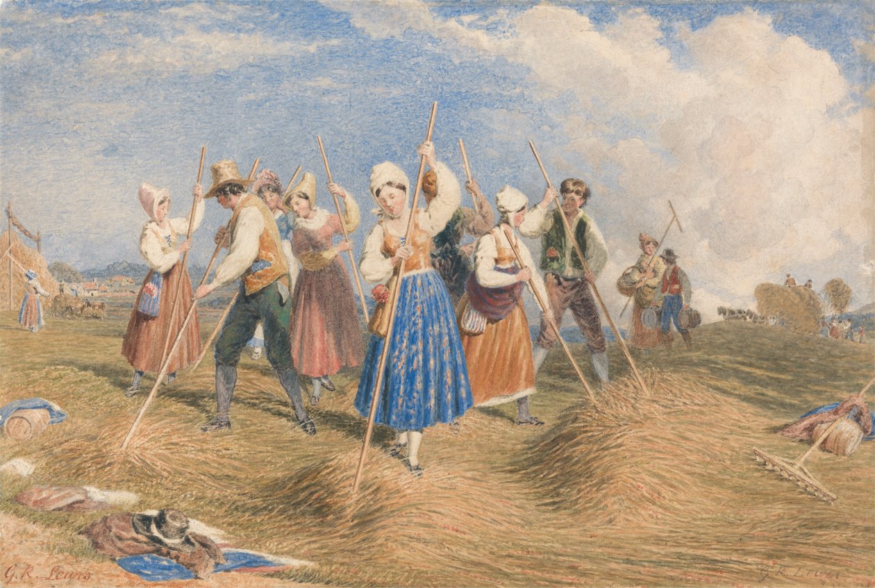 sianokosy na polu autorstwa George Robert Lewis