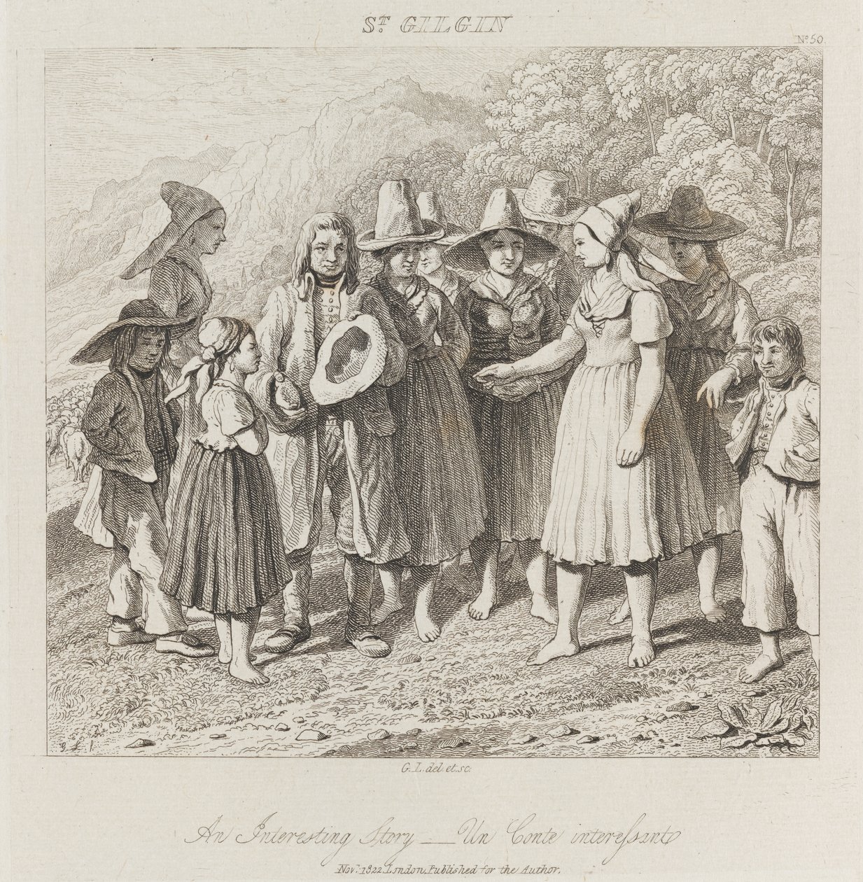 Ciekawa historia, St. Gilgin, ok. 1821 (akwaforta) autorstwa George Robert Lewis