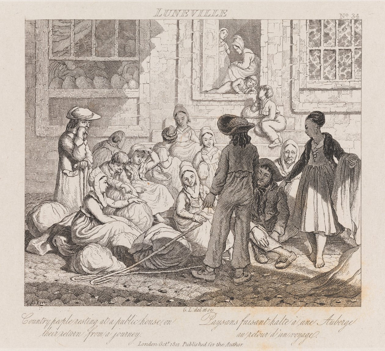 Chłopi Odpoczywający, Luneville, ok. 1821 (akwaforta) autorstwa George Robert Lewis