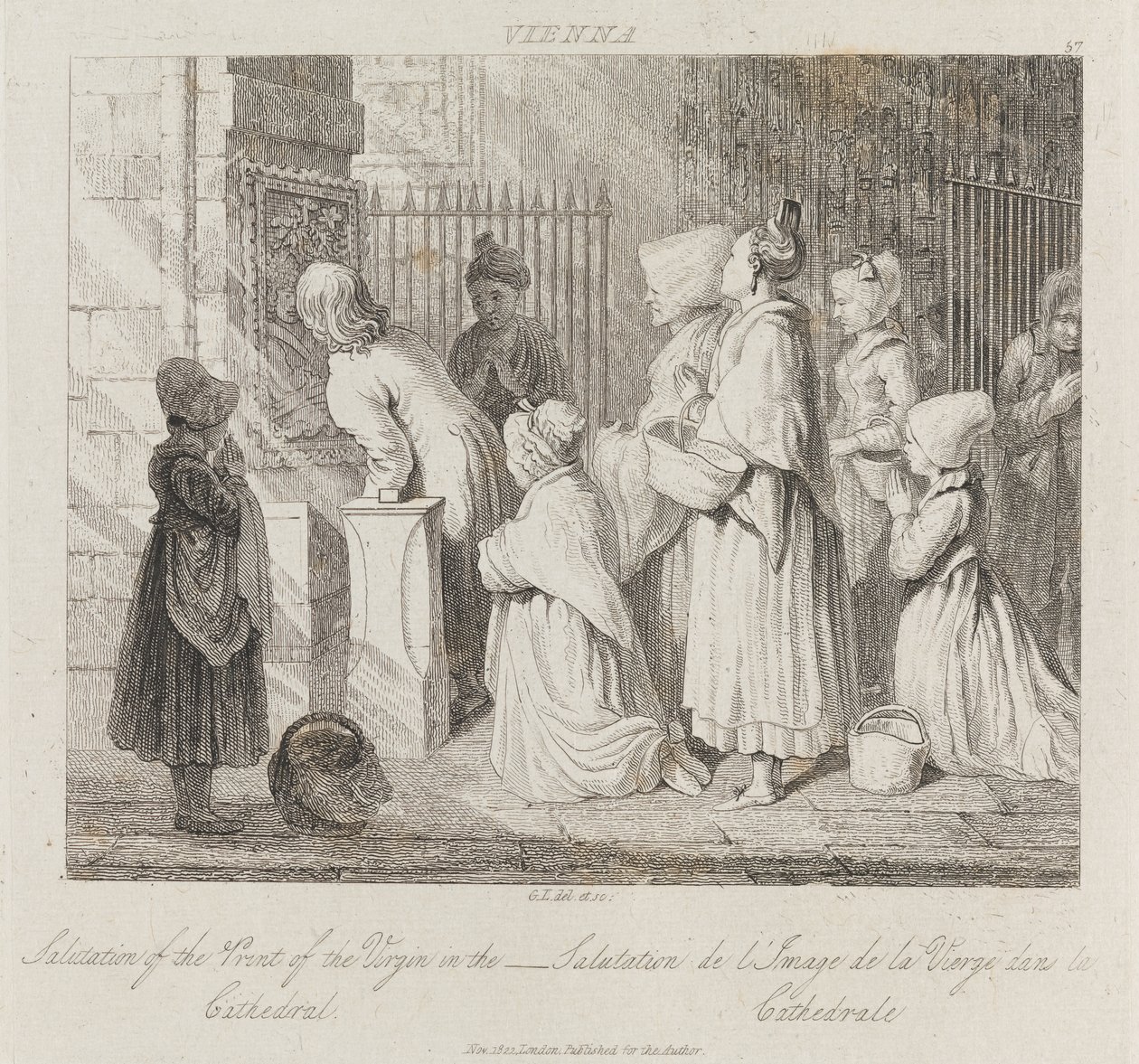 Saluting Virgin, Wiedeń, ok. 1821 (akwaforta) autorstwa George Robert Lewis