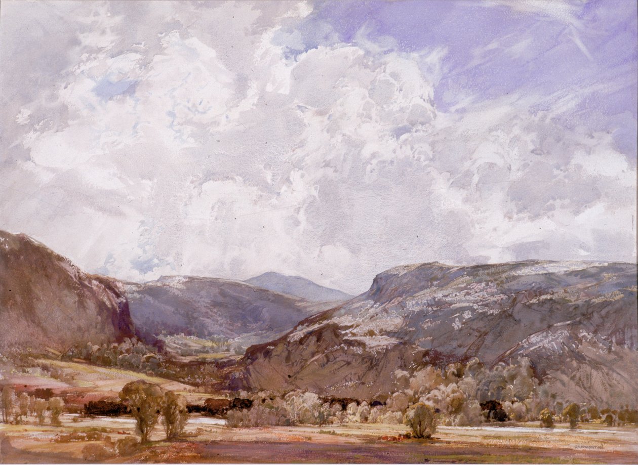 Conwy Valley - Midday (kolor ciała na papierze) autorstwa George Robert Rushton