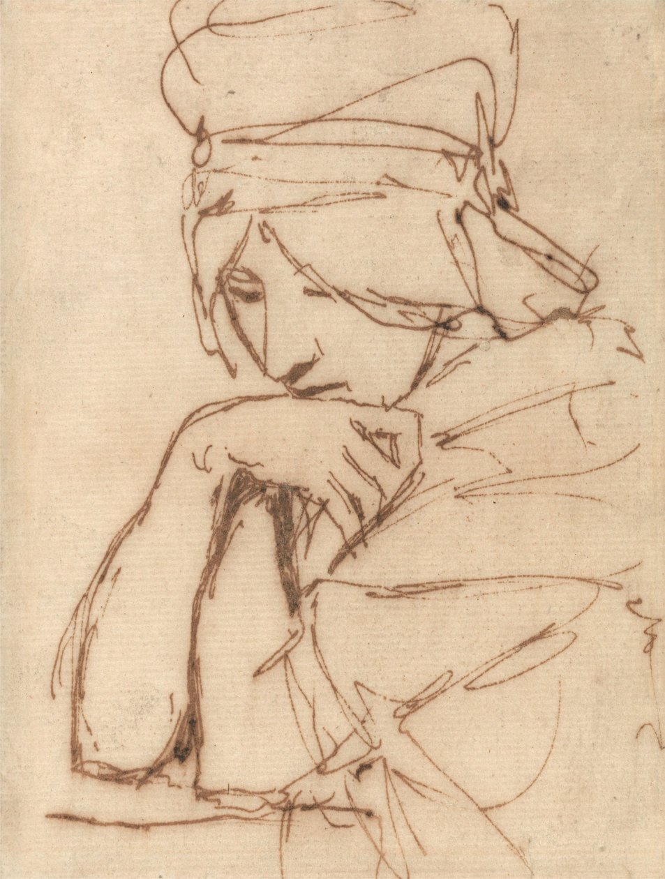 Zamyślona kobieta autorstwa George Romney