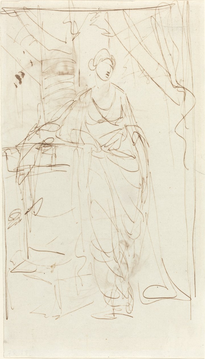 Elegancka dama w klasycznym stroju [recto] autorstwa George Romney