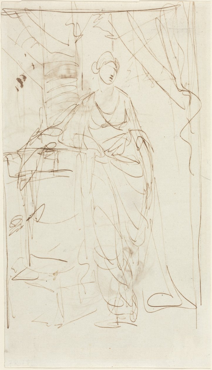 Elegancka dama w klasycznym stroju [recto] autorstwa George Romney