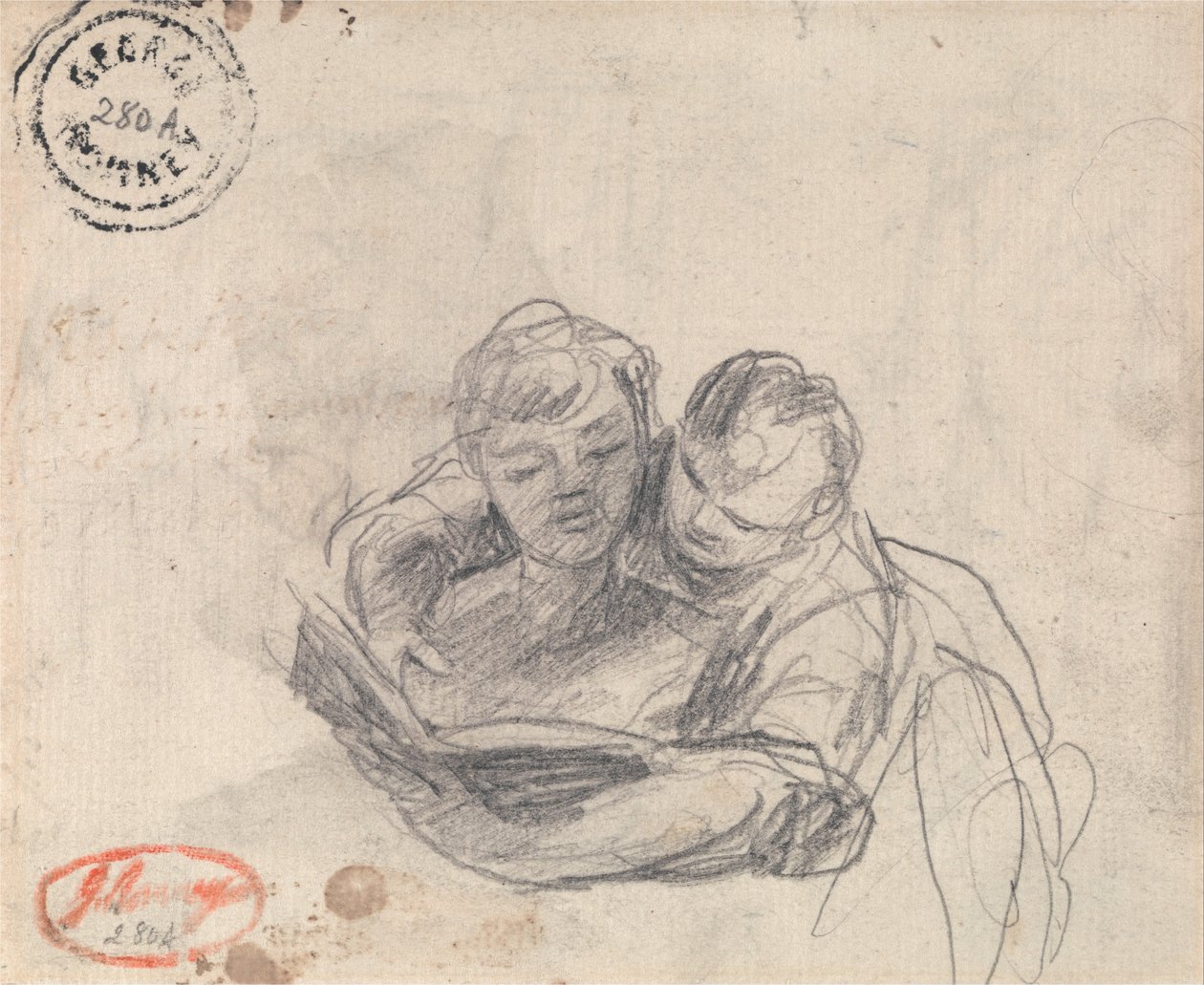 Para czytająca książkę autorstwa George Romney