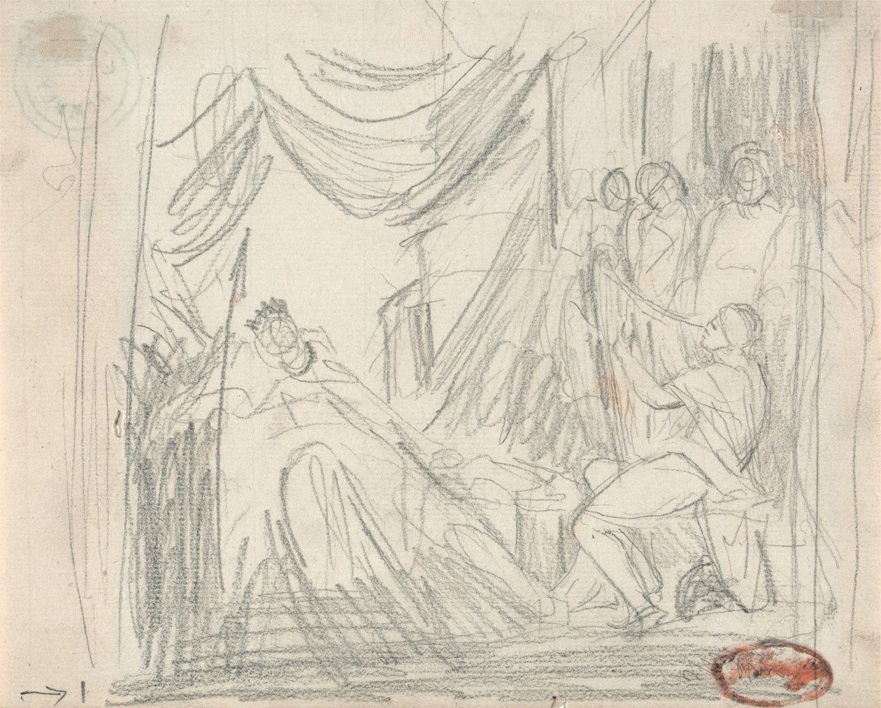 Dawid grający na harfie przed królem Saulem autorstwa George Romney