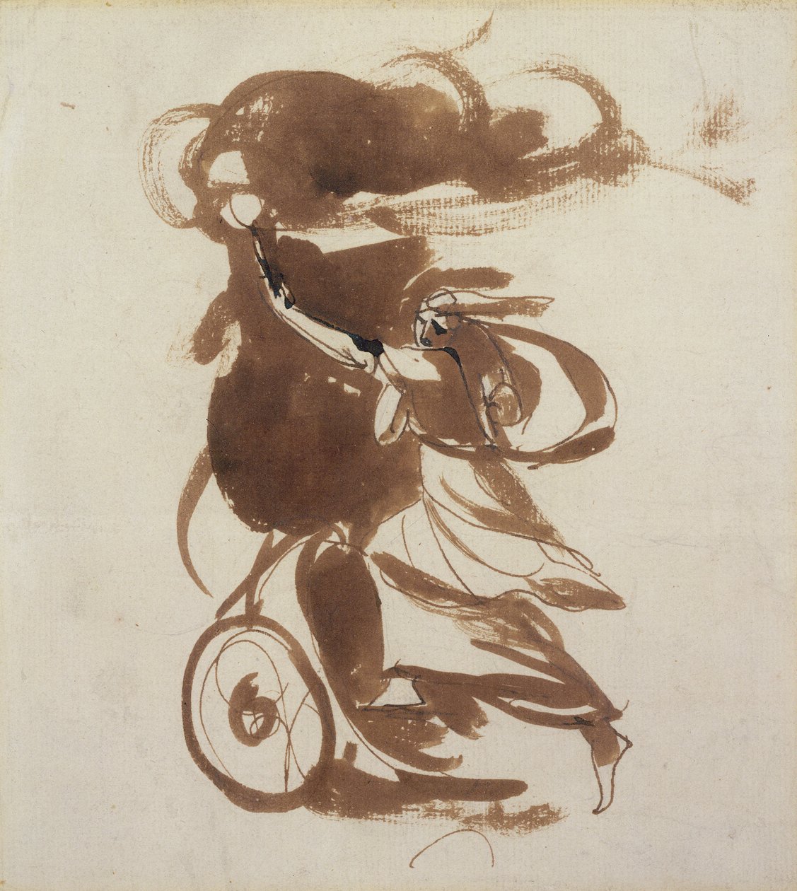 Emma Hart jako Medea (pióro i brązowy tusz i zamyj ślady ołówka na papierze) autorstwa George Romney