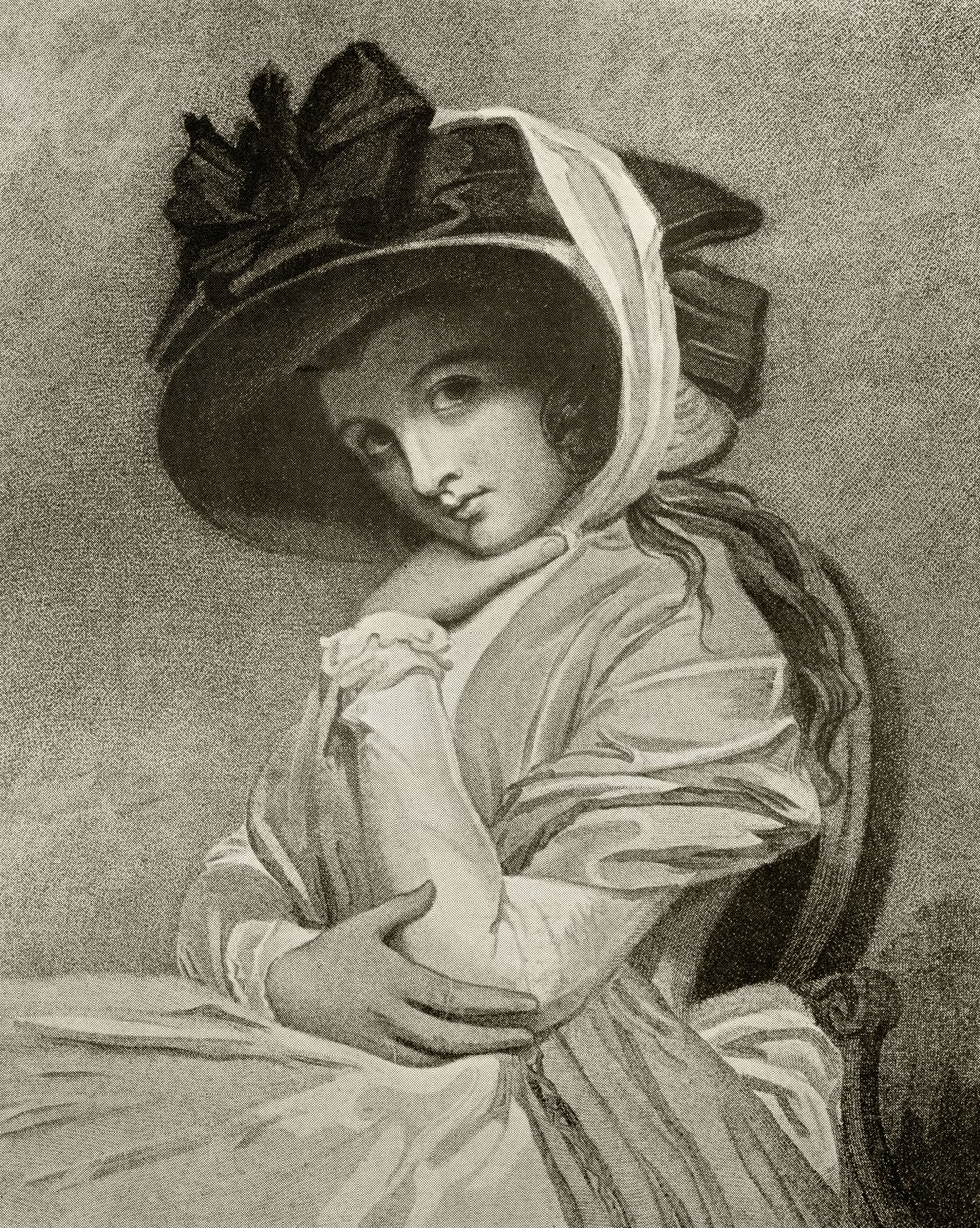 Emma, Lady Hamilton, grawerowane przez Johna Jonesa, z „Podręcznika kolekcjonera grafik” Alfreda Whitmana, wydanego przez George Bell und Sons, 1901 autorstwa George Romney