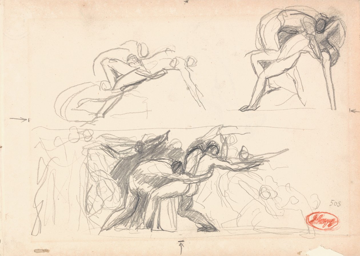 Studium kompozycji postaci; Piekło autorstwa George Romney
