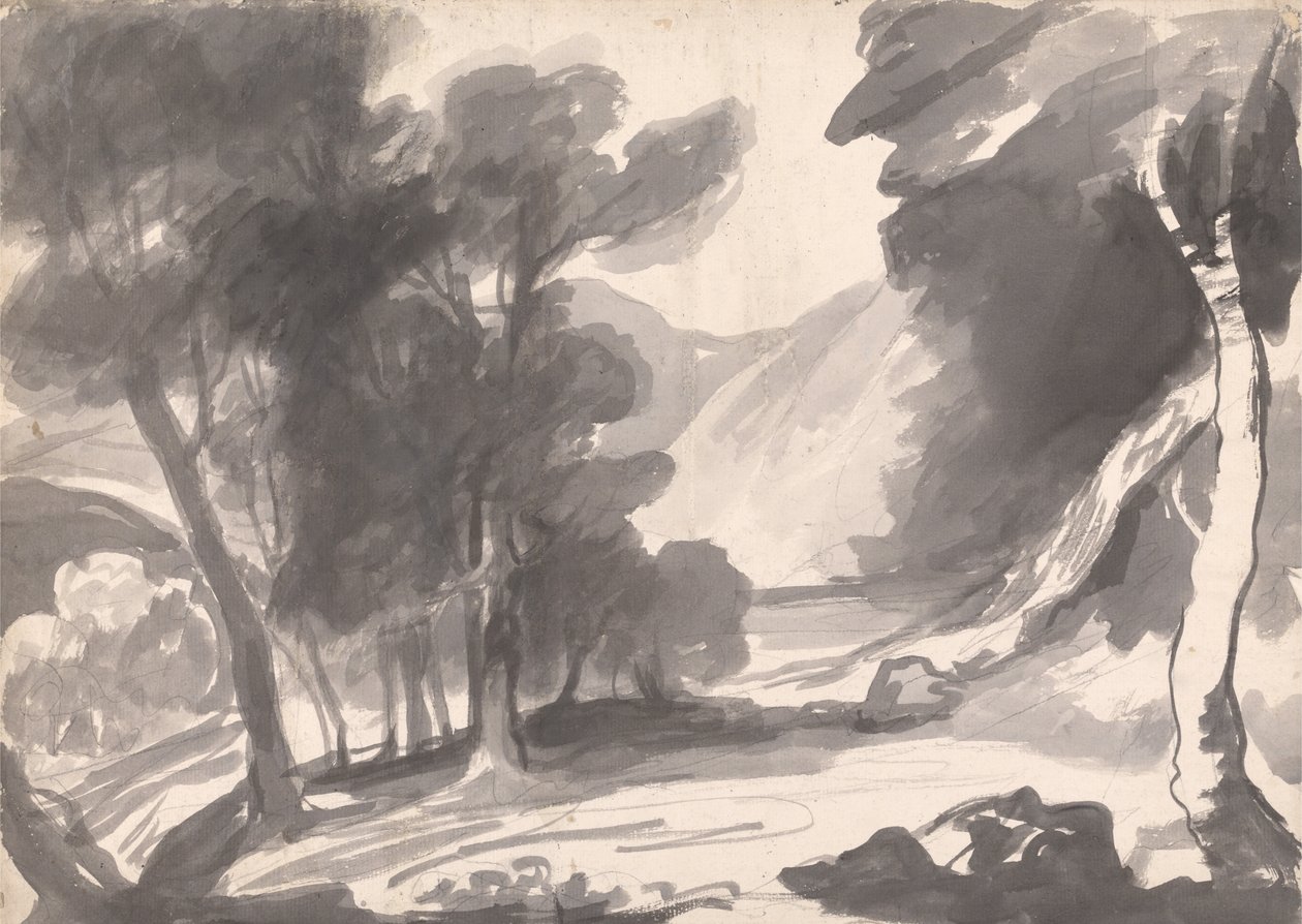Polana w lesie autorstwa George Romney